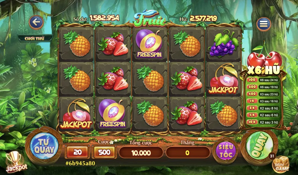 Giao diện game Fruits LC79 với slot trái cây nổ hũ hấp dẫn