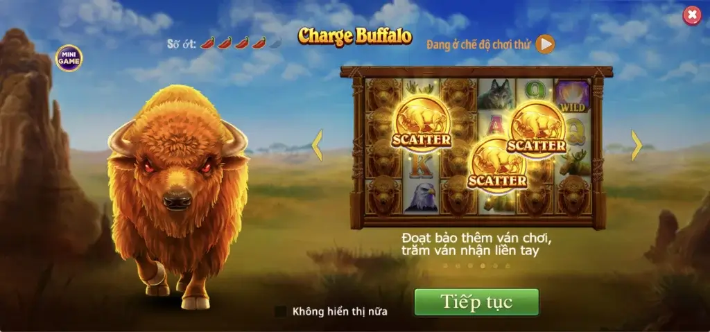 Giao diện slot 3 Charge Buffalo của JILI – Scatter kích hoạt Free Spins, Wild nhân 2x/3x/5x tại LC79.