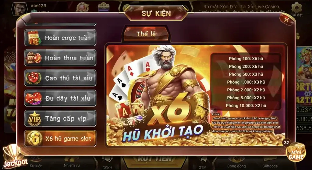 Sự kiện X6 hũ LC79 – bảng hệ số nhân Jackpot x2–x6